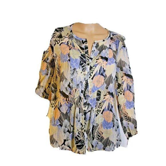 Lucky Brand Womens Top Button Down Floral Small - Picture 1 of 7